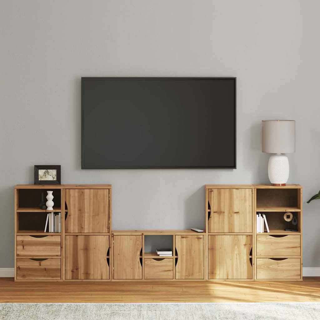 Meubles Tv 4 Pcs Avec Rangement Odda Bois De Pin Massif