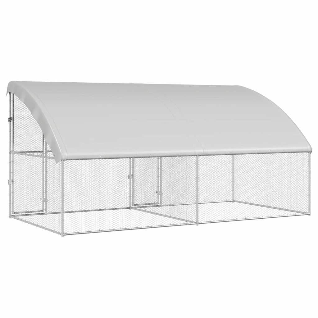 Cage À Poules 2 Pièces Argenté 400 X 200 X 200 Cm
