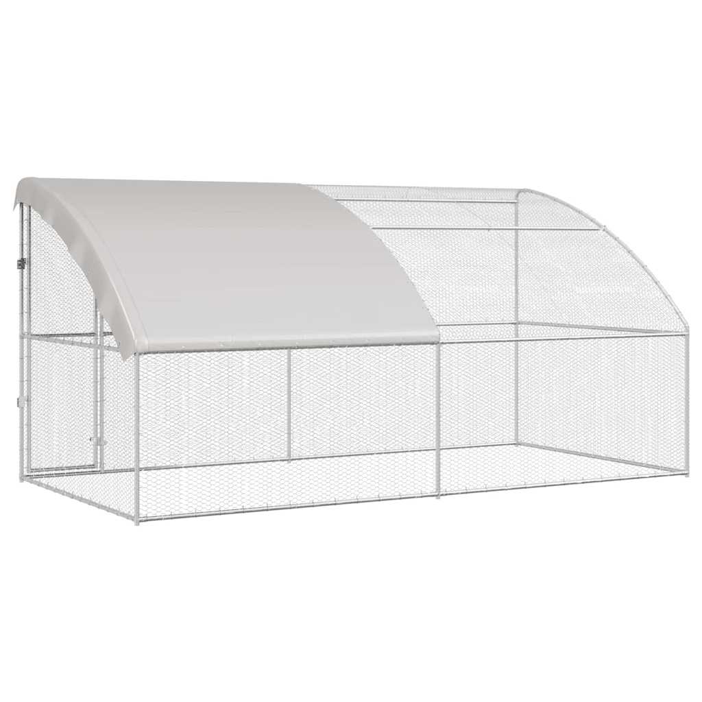 Cage À Poules 2 Pc Argenté 400 X 200 X 200 Cm Acier Et Pe