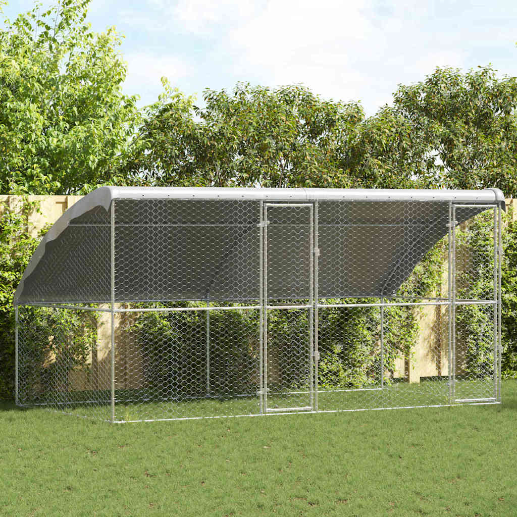 Kennel Pour Chiens 2 Pc Argenté 4 X 2 X 2 M Acier Galvanisé