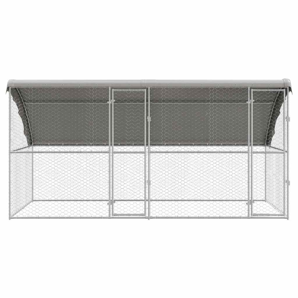 Kennel Pour Chiens 2 Pc Argenté 4 X 2 X 2 M Acier Galvanisé