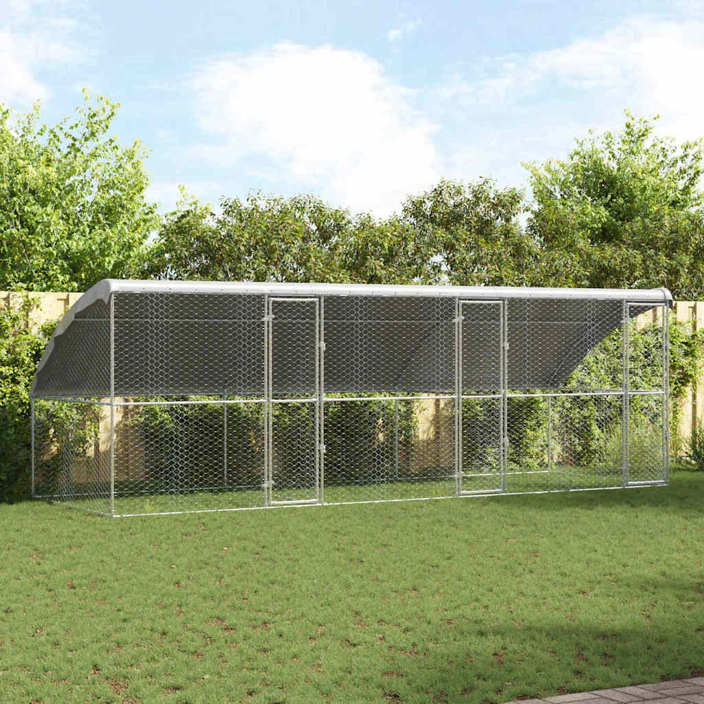 Kennel Pour Chiens 2 Pc Argenté 4 X 2 X 2 M Acier Galvanisé