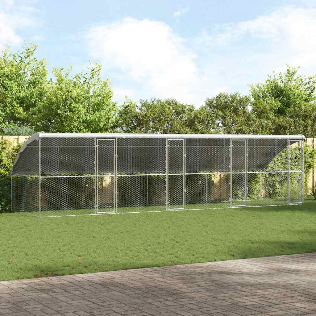 Kennel Pour Chiens 2 Pc Argenté 4 X 2 X 2 M Acier Galvanisé