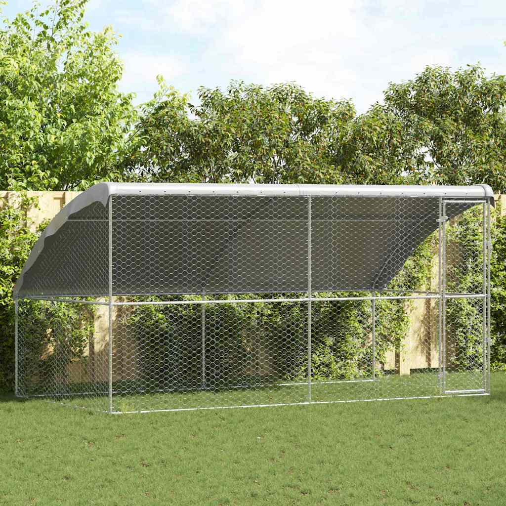 Kennel Pour Chiens 2 Pc Argenté 4 X 2 X 2 M Acier Galvanisé