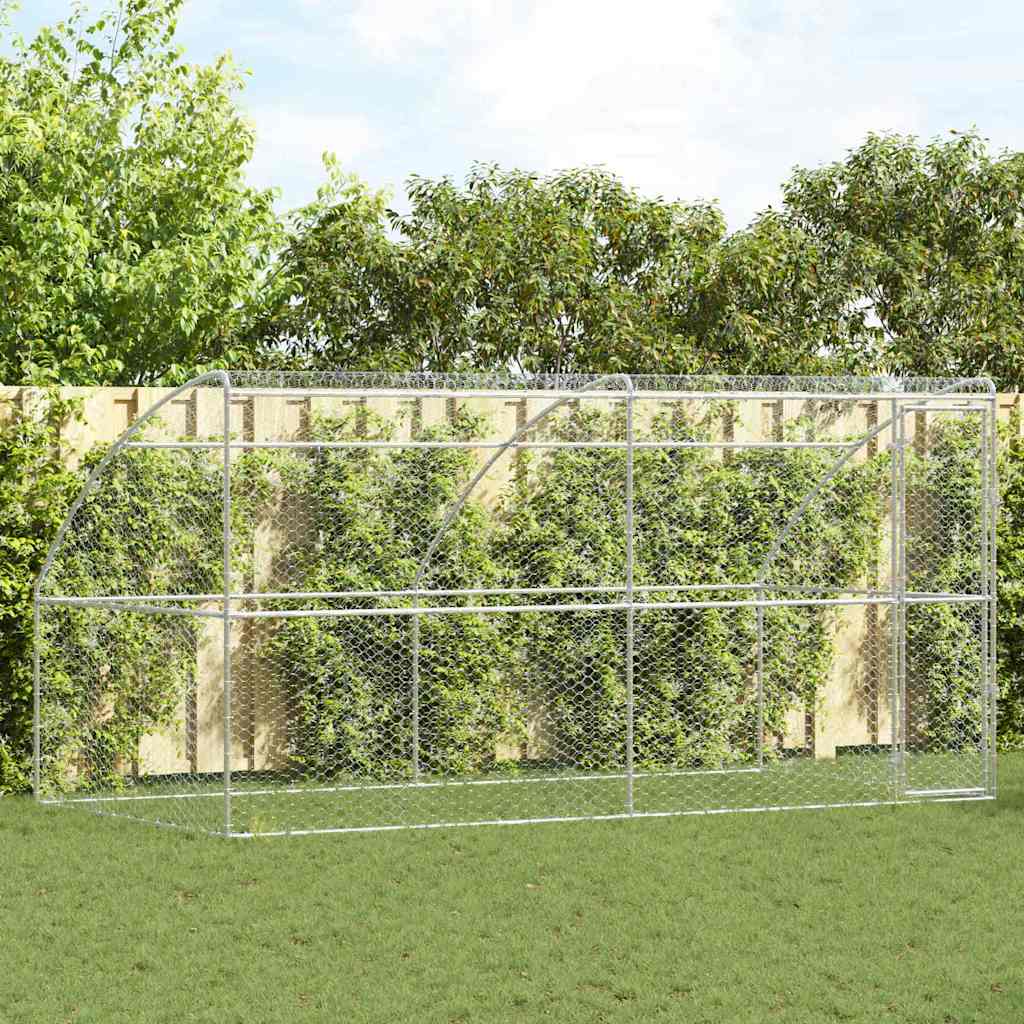 Kennel Pour Chiens 2 Pc Argenté 4 X 2 X 2 M Acier Galvanisé