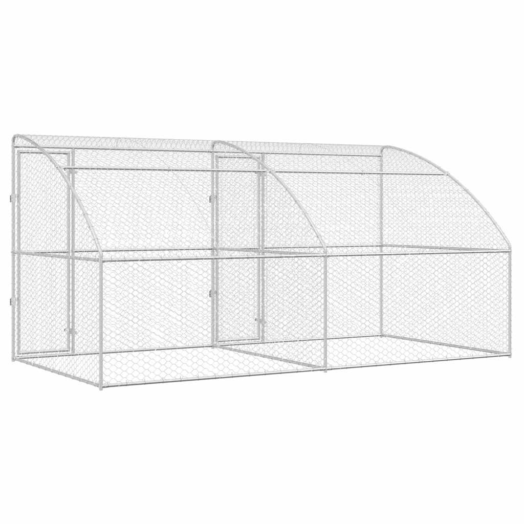 Kennel Pour Chiens 2 Pc Argenté 4 X 2 X 2 M Acier Galvanisé