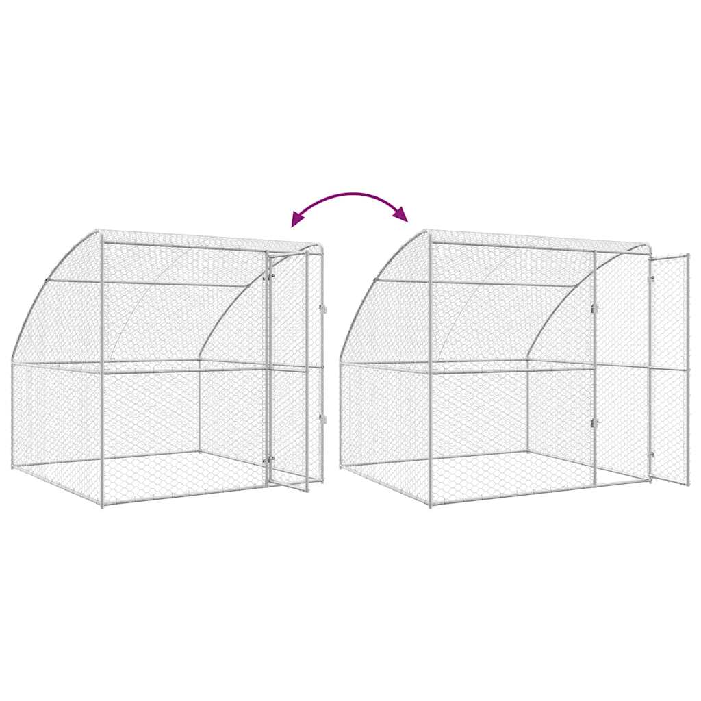 Kennel Pour Chiens 2 Pc Argenté 4 X 2 X 2 M Acier Galvanisé