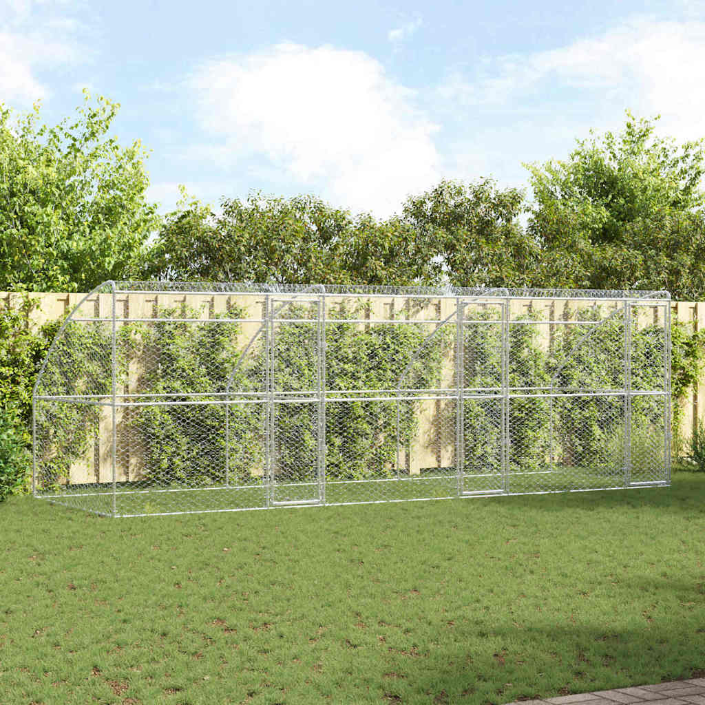 Kennel Pour Chiens 2 Pc Argenté 4 X 2 X 2 M Acier Galvanisé