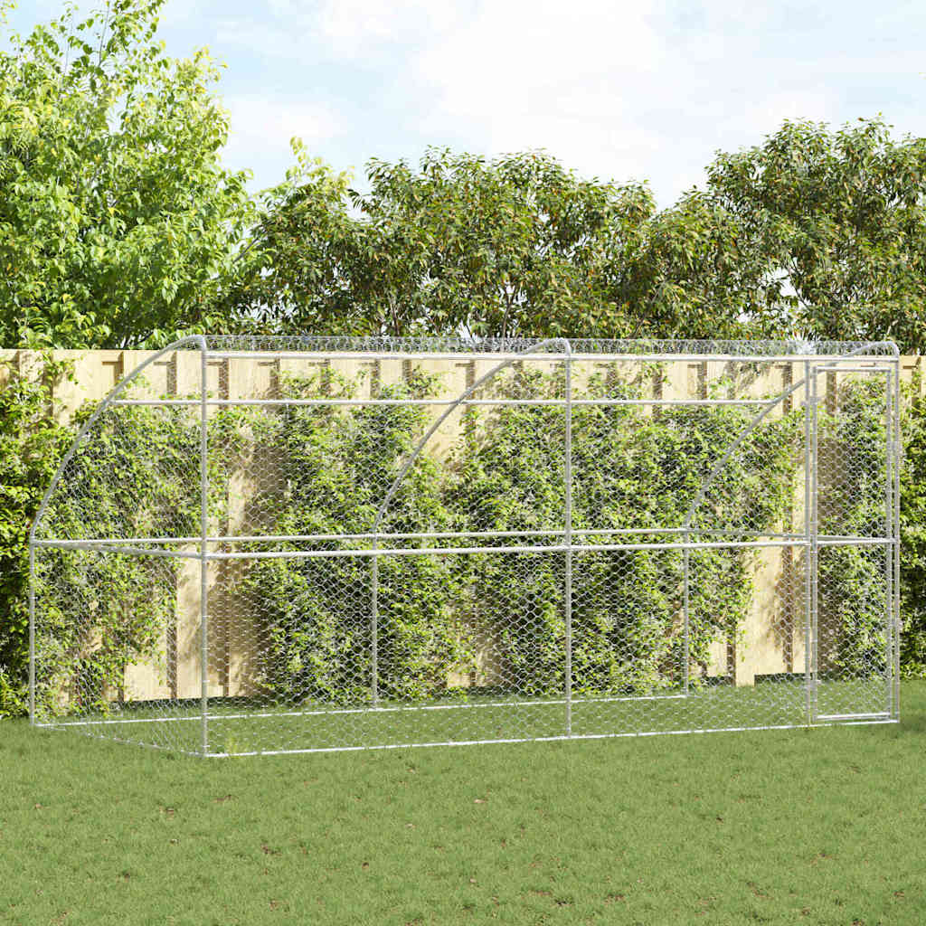Kennel Pour Chiens 2 Pc Argenté 4 X 2 X 2 M Acier Galvanisé