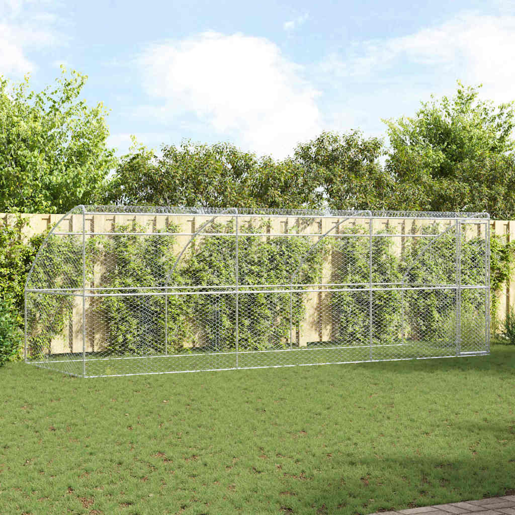 Kennel Pour Chiens 2 Pc Argenté 4 X 2 X 2 M Acier Galvanisé