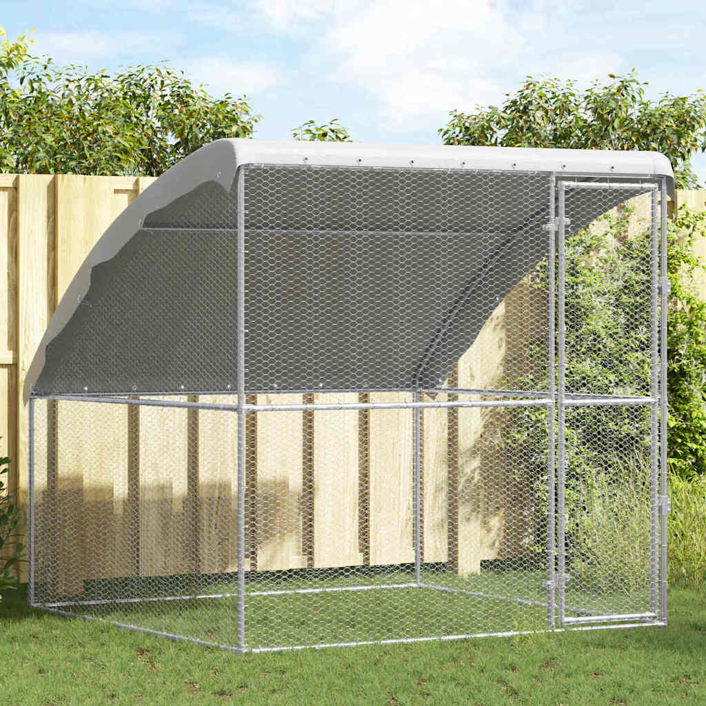 Cage À Poules 2 Pièces Argenté 400 X 200 X 200 Cm