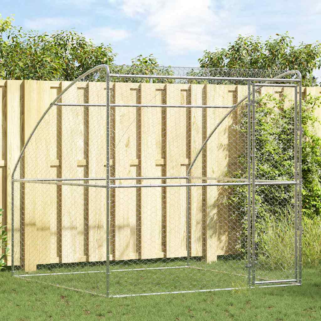Kennel Pour Chiens 2 Pc Argenté 4 X 2 X 2 M Acier Galvanisé