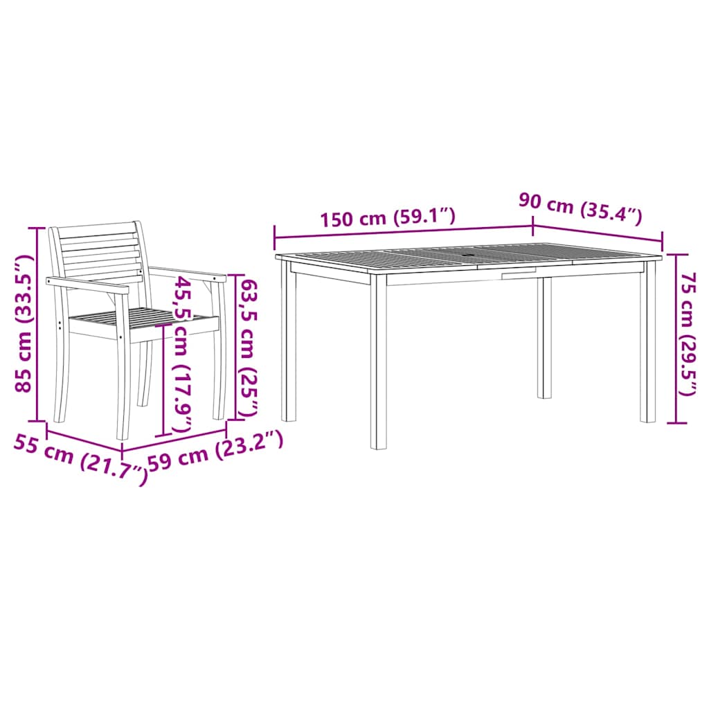Ensemble De Salle À Manger Pour Jardin 5 Pc Marron