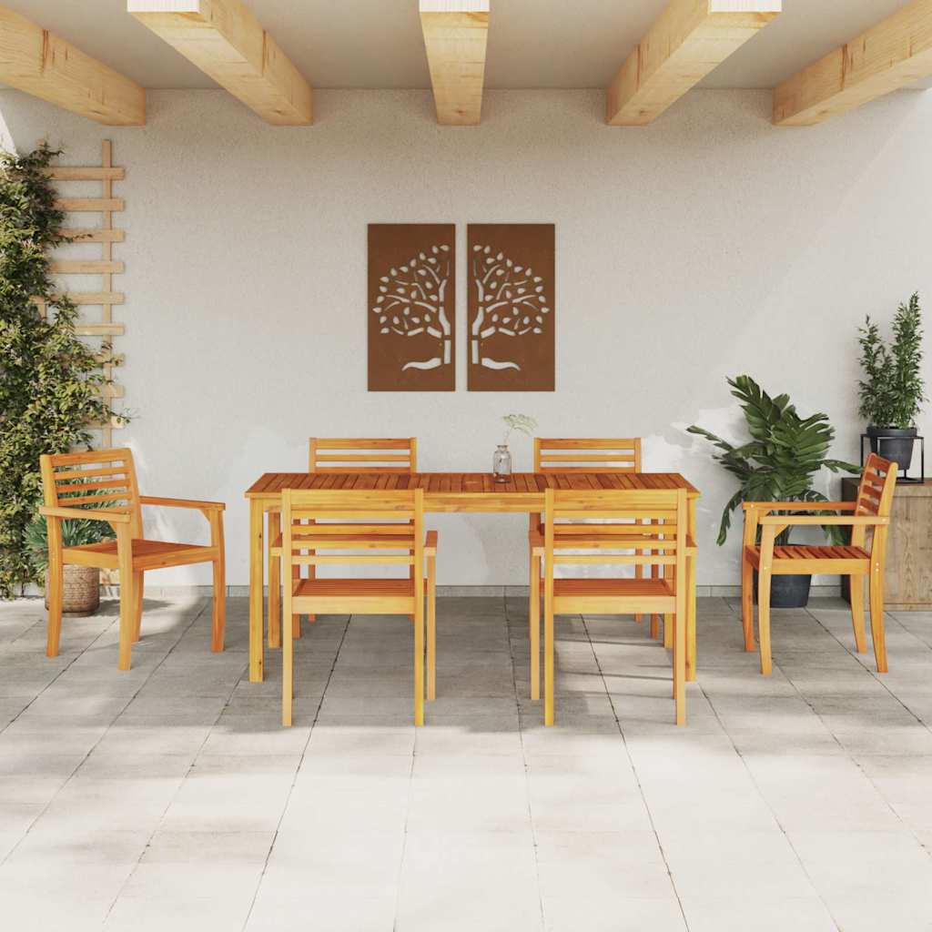 Ensemble De Salle À Manger Pour Jardin 7 Pc Marron