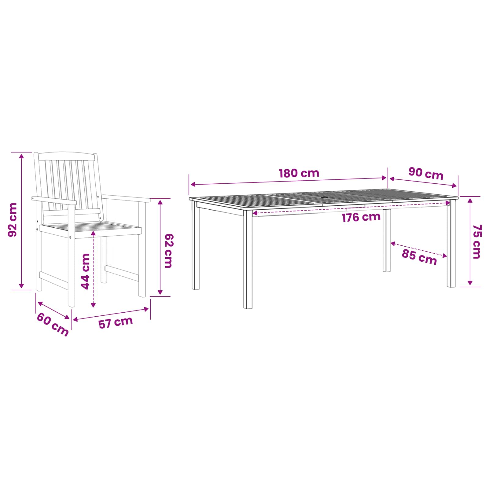 Ensemble De Salle À Manger Pour Jardin 7 Pc Marron