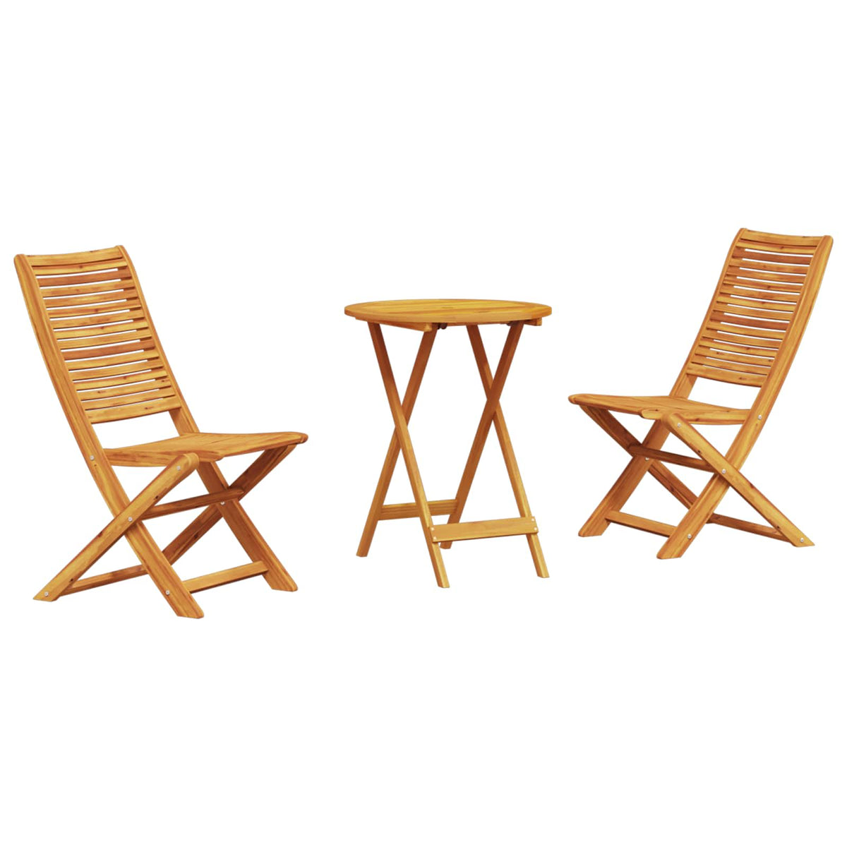 Ensemble Bistro Pliant 3 Pc Marron Bois D'acacia Massif