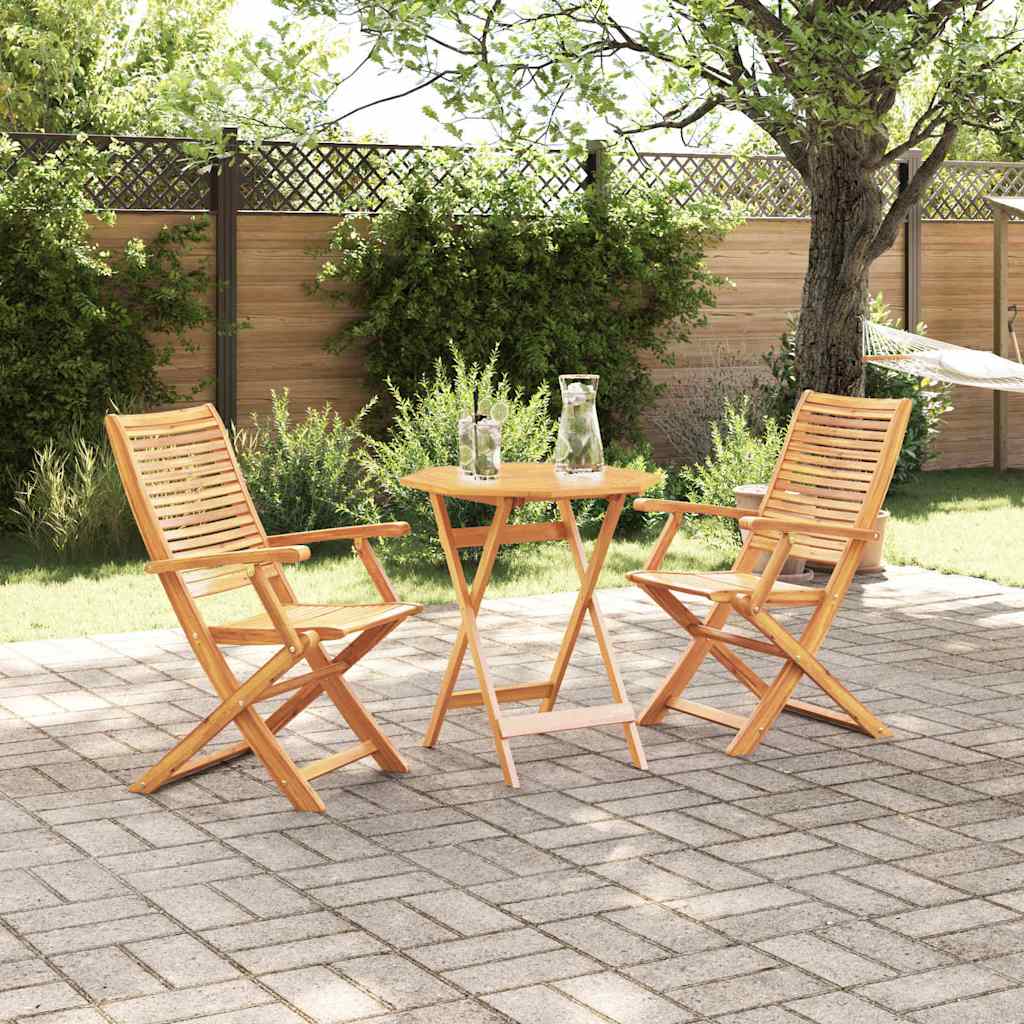 Ensemble Bistro Pliant 3 Pc Marron Bois D'acacia Massif