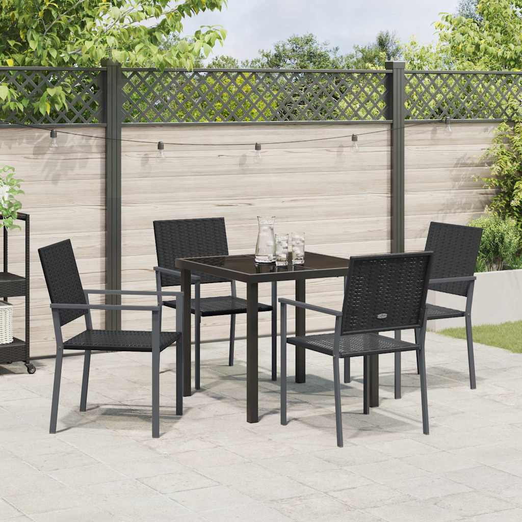 Ensemble De Salle À Manger Pour Jardin 5 Pc Noir Rotin Pe