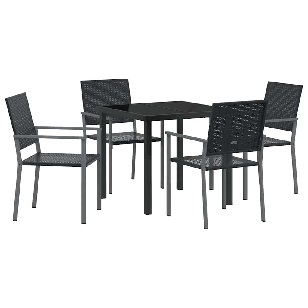 Ensemble De Salle À Manger Pour Jardin 5 Pc Noir Rotin Pe