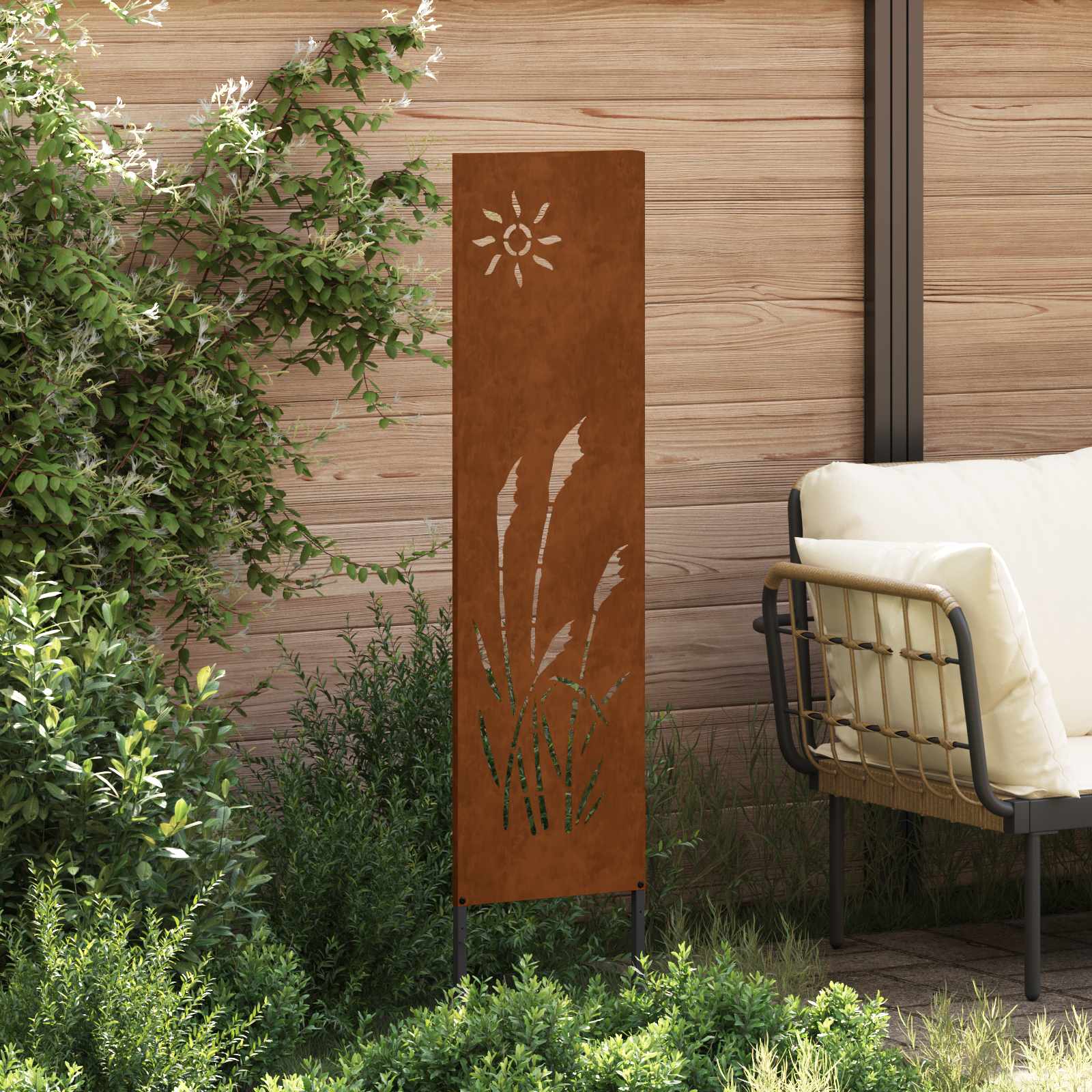 Écran De Confidentialité De Jardin Fretwork Rouillé Acier Patiné