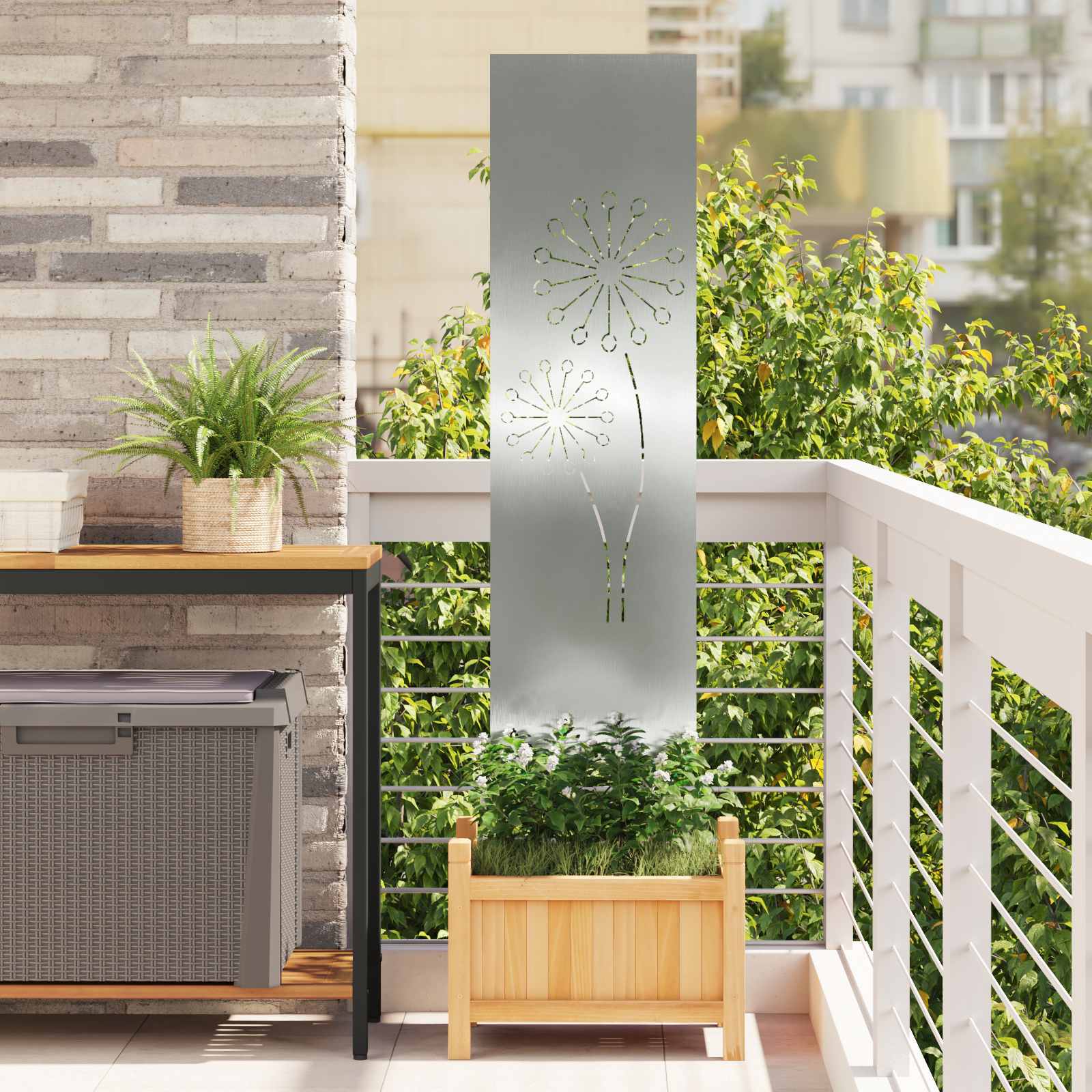 Écran De Confidentialité De Jardin Fretwork Argenté