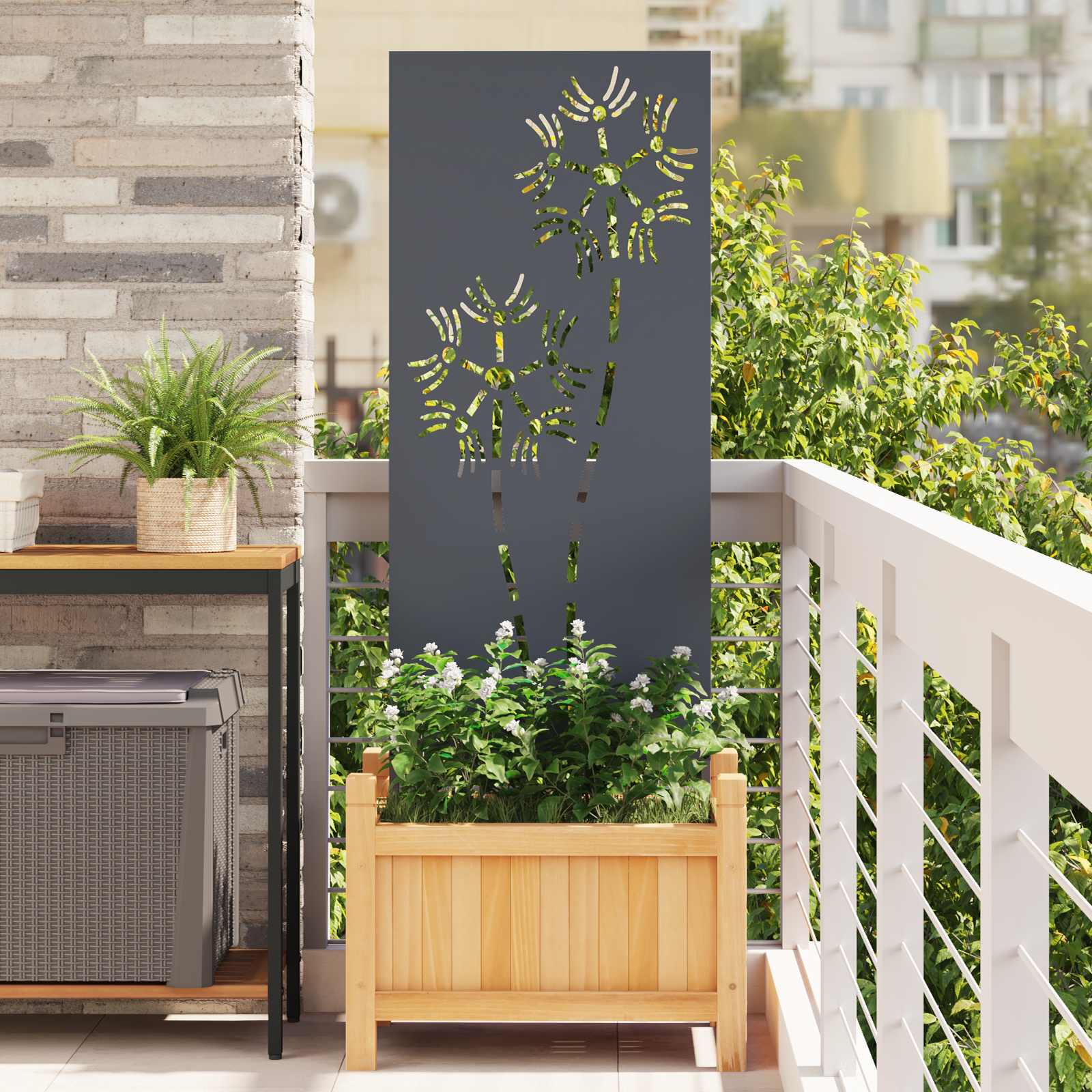 Écran De Confidentialité De Jardin Fretwork Argenté