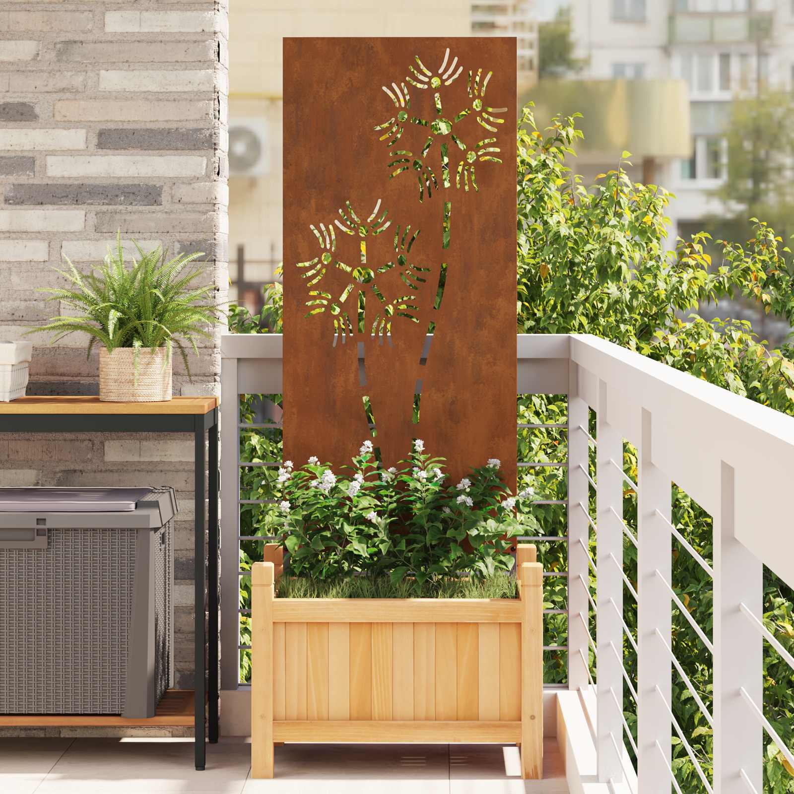 Écran De Confidentialité De Jardin Fretwork Argenté