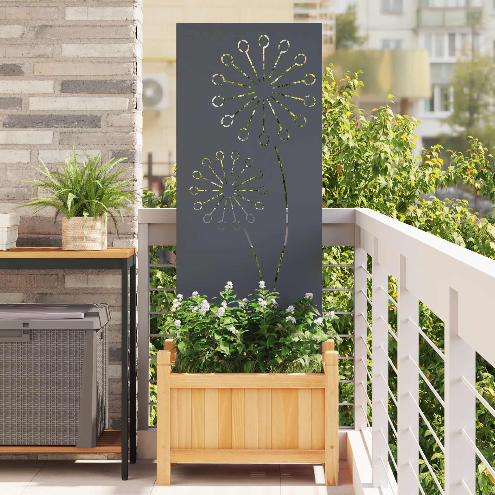 Écran De Confidentialité De Jardin Fretwork Argenté