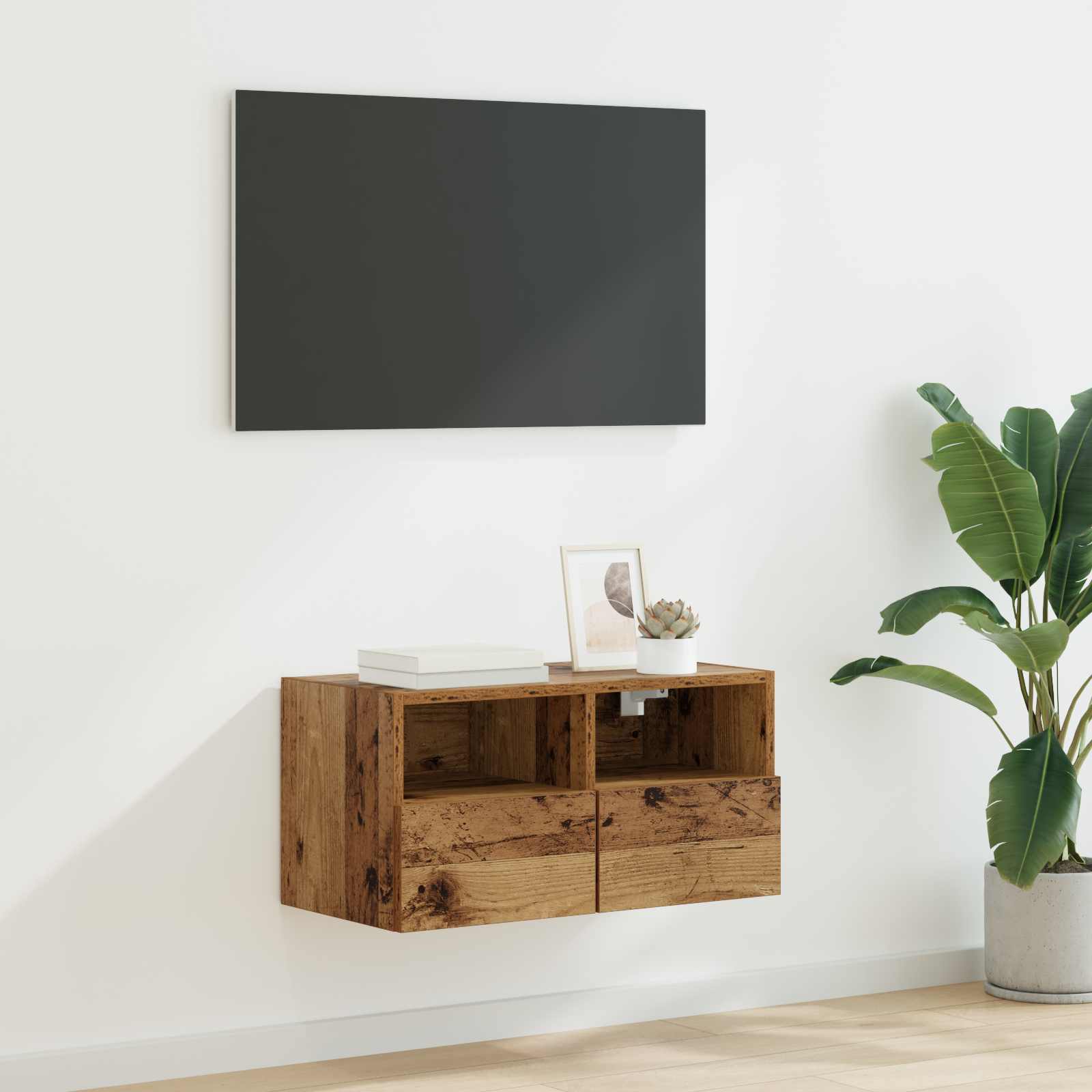 Meuble Tv Mural 2 Pc Bois D'ingénierie