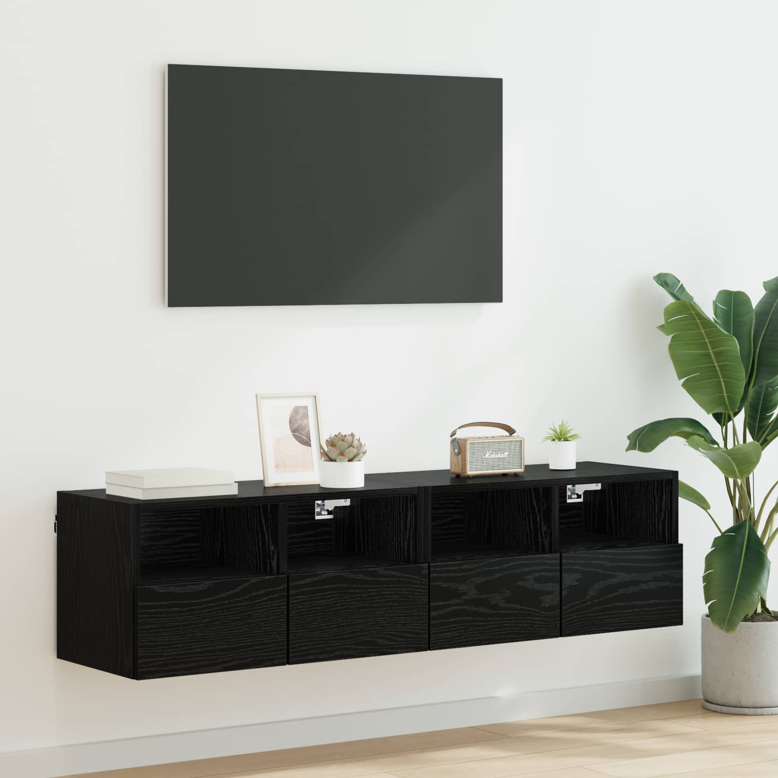 Meuble Tv Mural 2 Pc Bois D'ingénierie