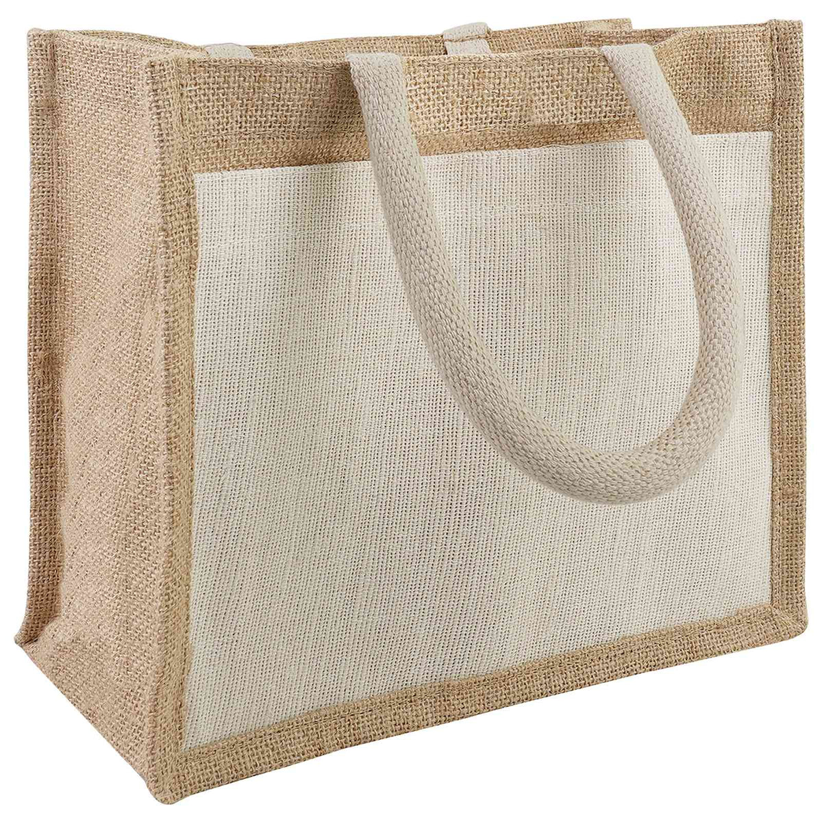 Sacs En Jute Avec Poche 10 Naturel Et Blanc