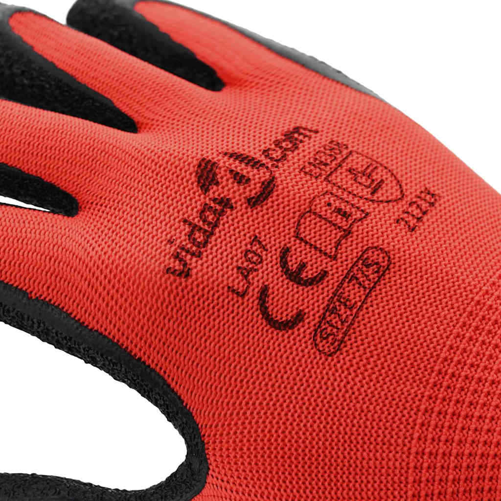 Gants De Travail 12 Pièces Rouge Et Noir 7 / S