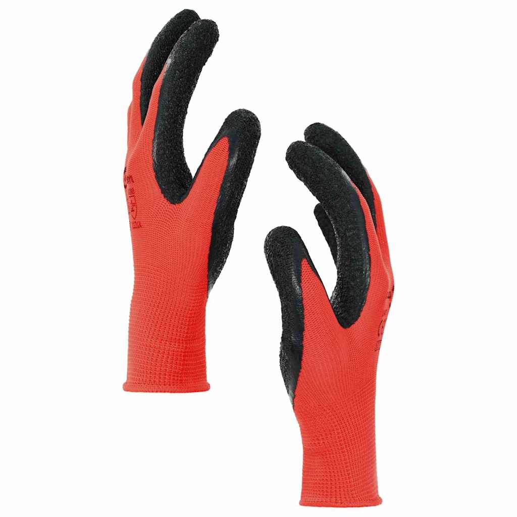 Gants De Travail 12 Pièces Rouge Et Noir 7 / S