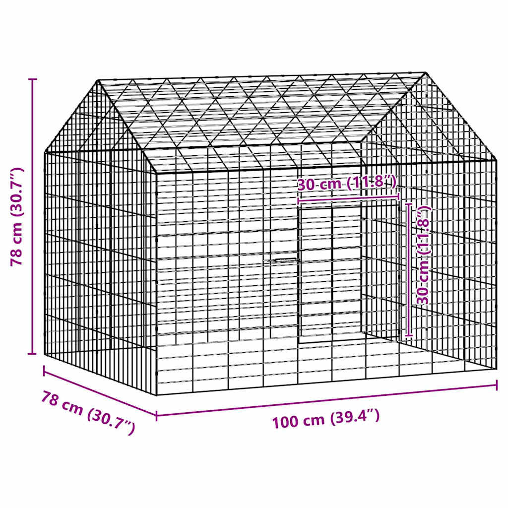 Cage Pour Lapins Argent 100 X 78 X 78 Cm Acier Galvanisé