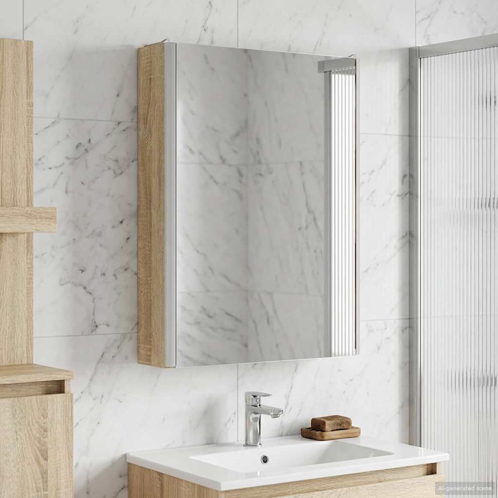 Armoire Miroir De Salle De Bain 53,5 X 15,5 X 70 Cm