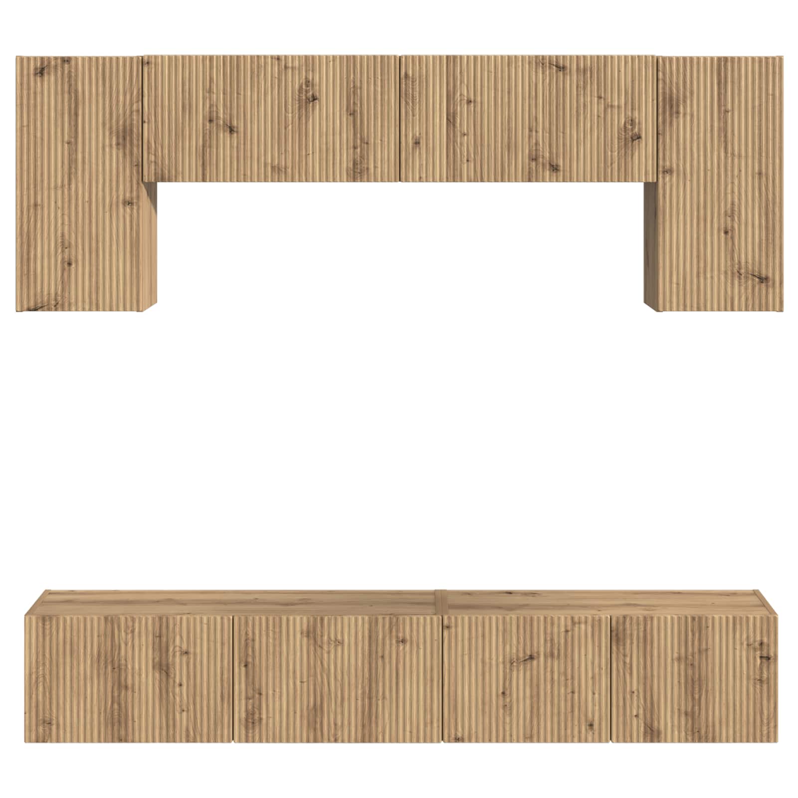 Ensemble Meuble Tv Montage Mural 4 Pcs Blanc Bois D'ingénierie