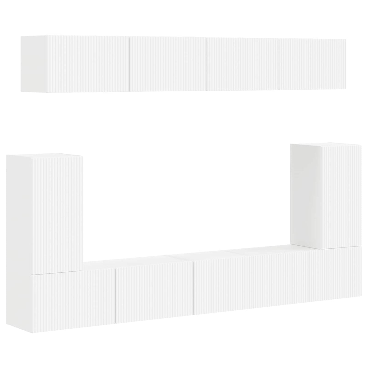 Ensemble Meuble Tv Montage Mural 5 Pcs Blanc Bois D'ingénierie