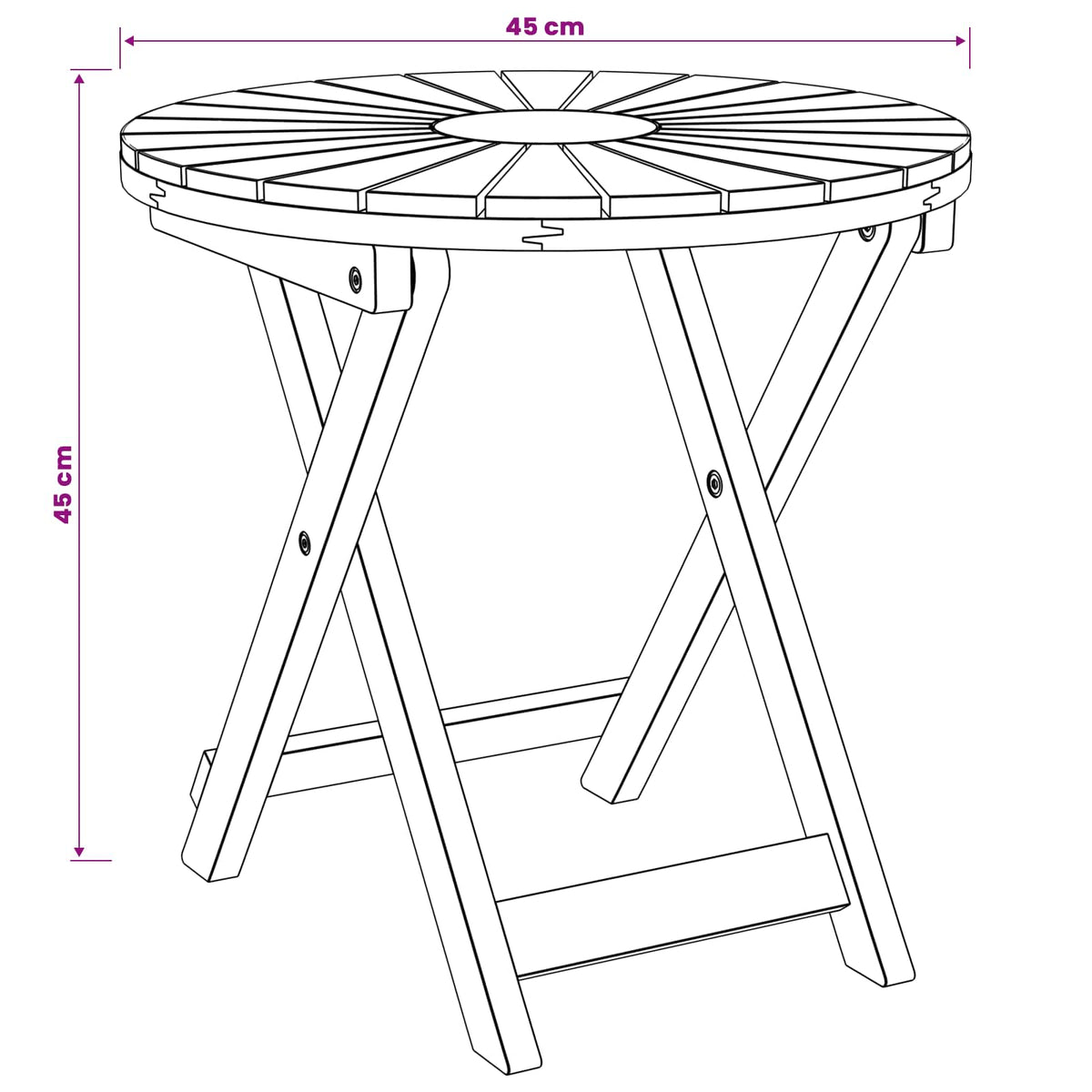 Table Bistrot Naturel Ø45 X 45 Cm Bois D'acacia Massif