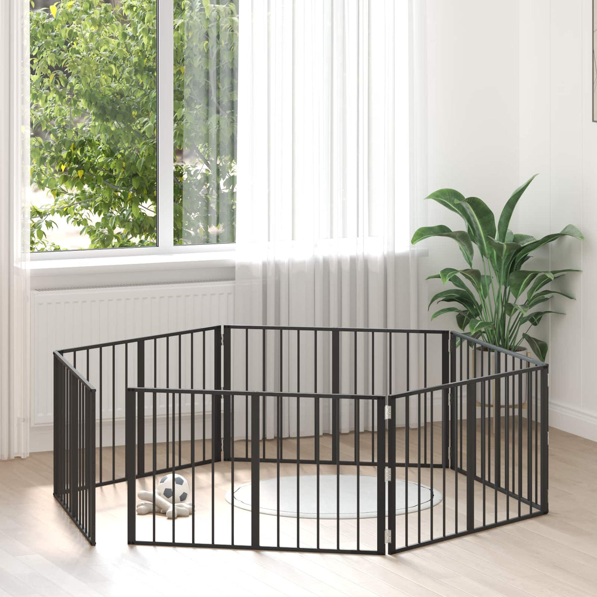 Porte Pour Chien 6 Pc Noir Acier Galvanisé