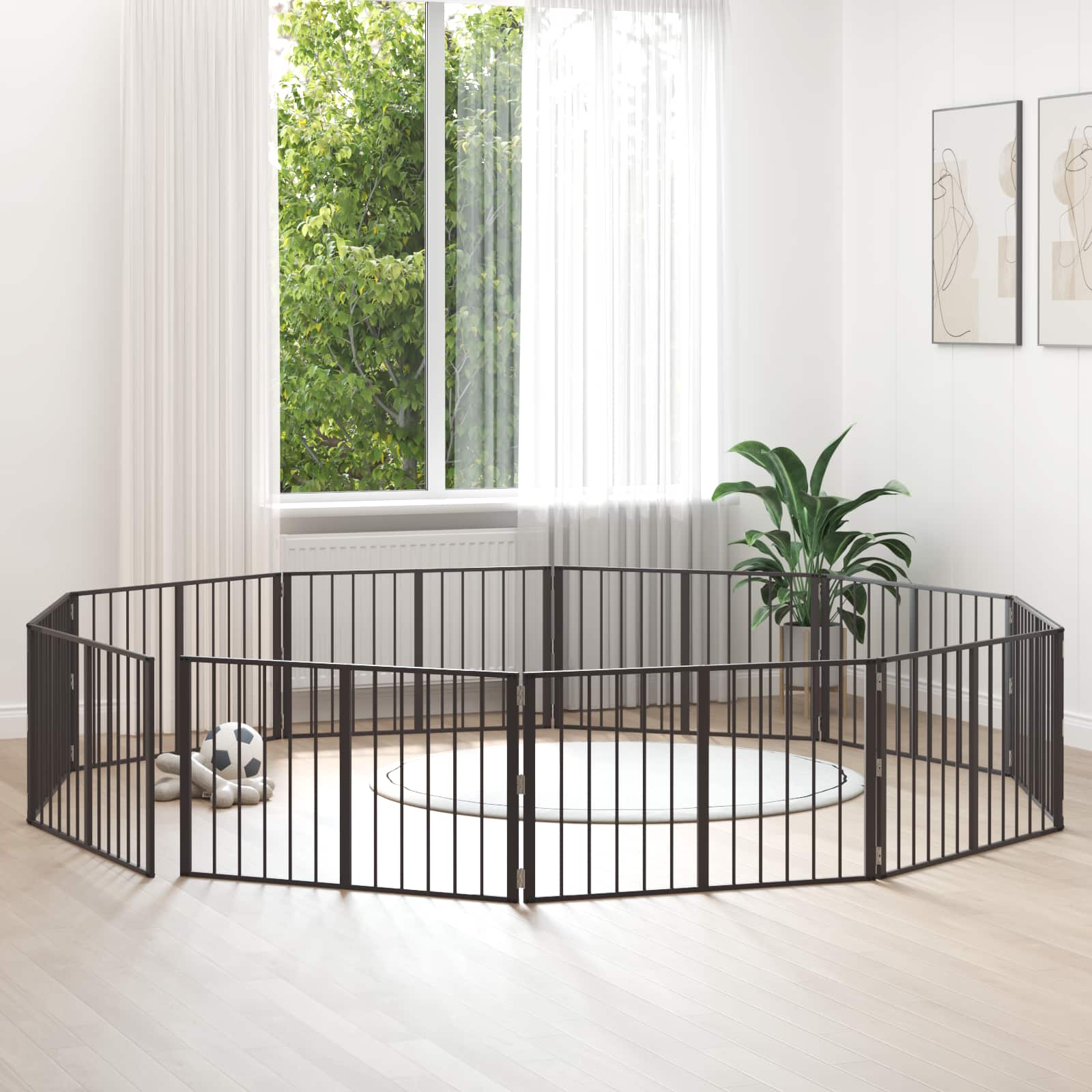 Porte Pour Chien 6 Pc Noir Acier Galvanisé