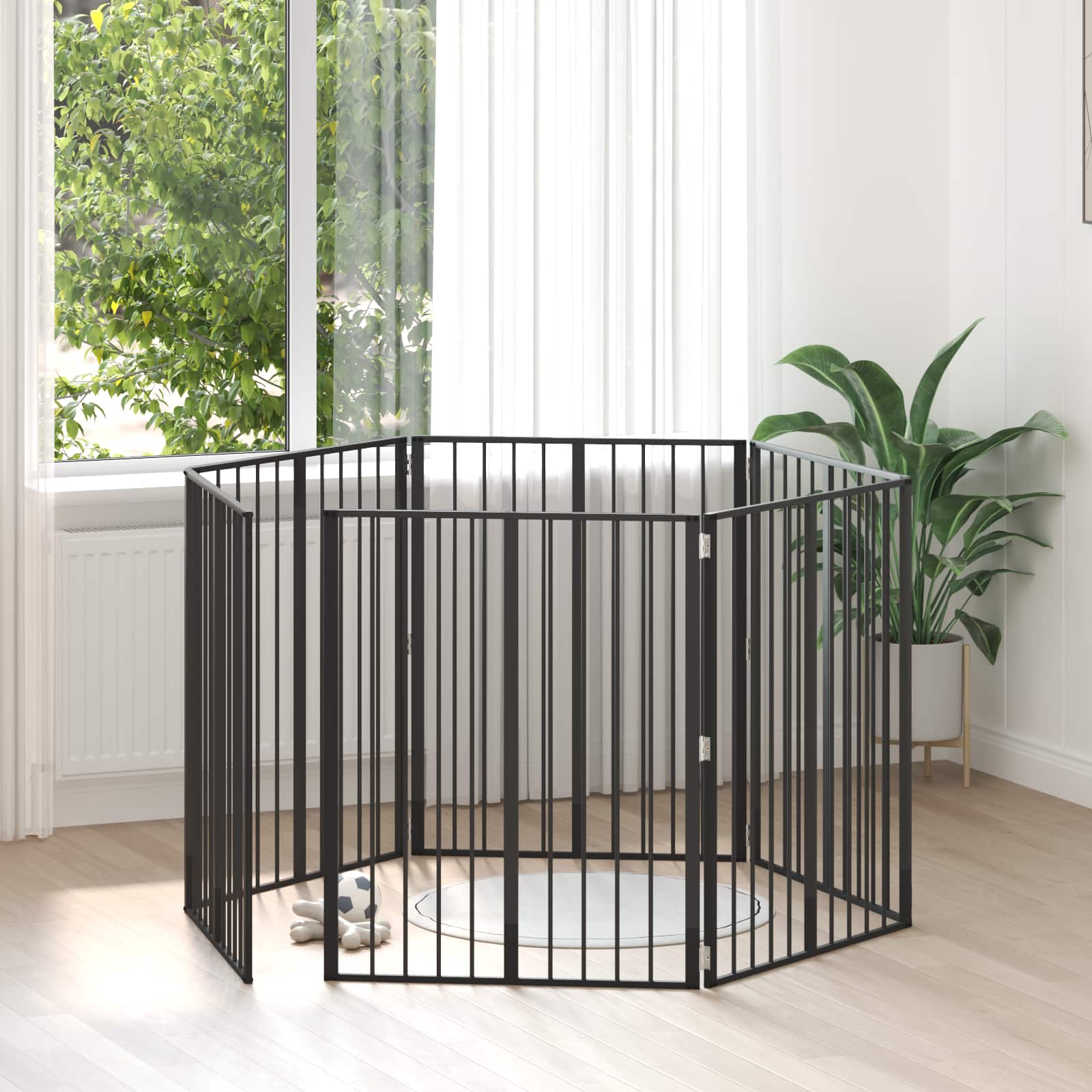 Porte Pour Chien 6 Pc Noir Acier Galvanisé