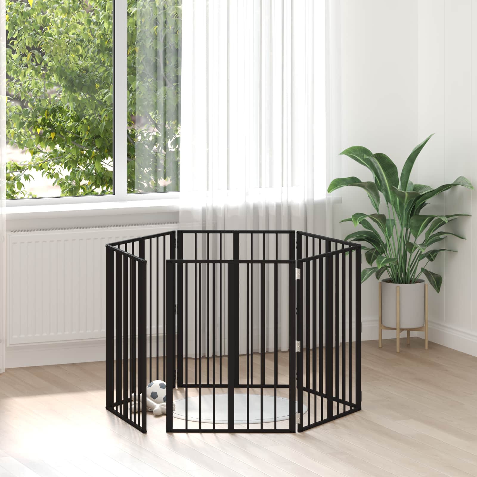 Porte Pour Chien 6 Pc Noir Acier Galvanisé
