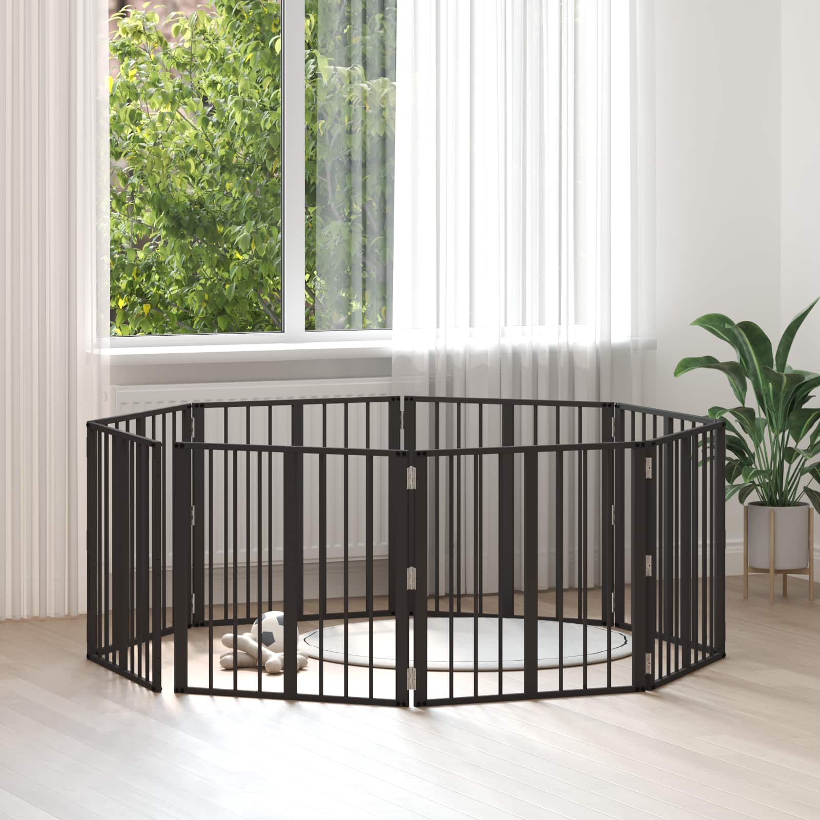 Porte Pour Chien 6 Pc Noir Acier Galvanisé