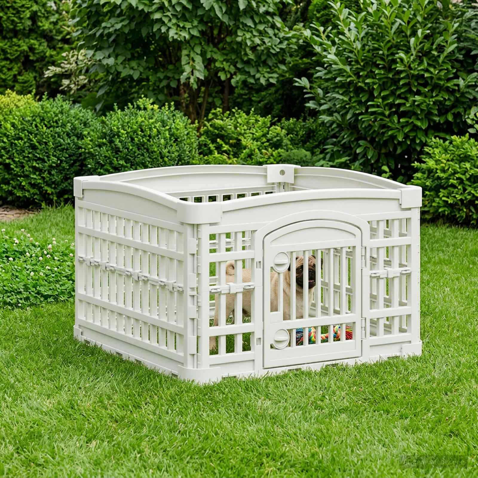 Parc Pour Chien À 4 Panneaux Plastique Blanc