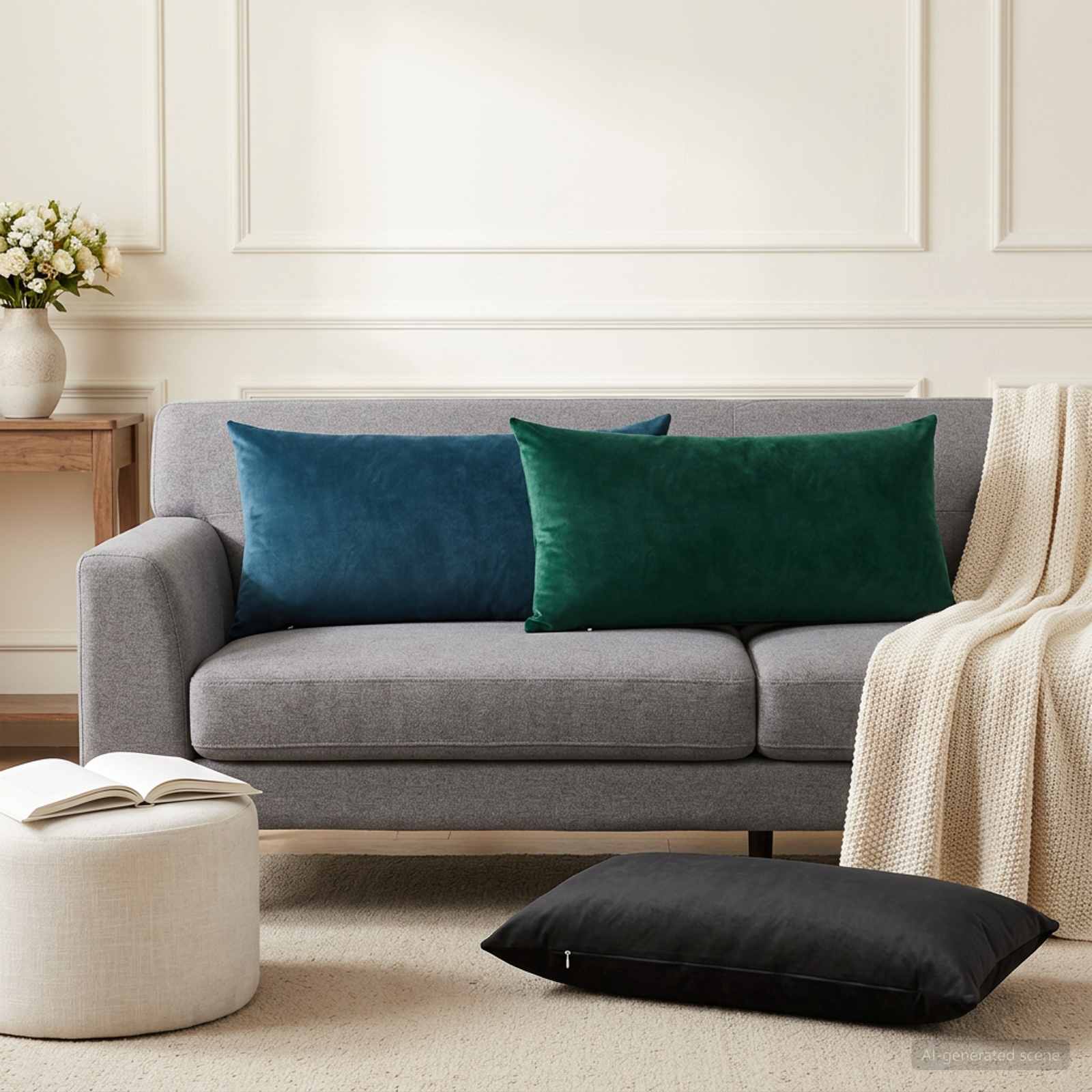 Coussin Avec Oreiller Heerlen 2 Pièces Velours