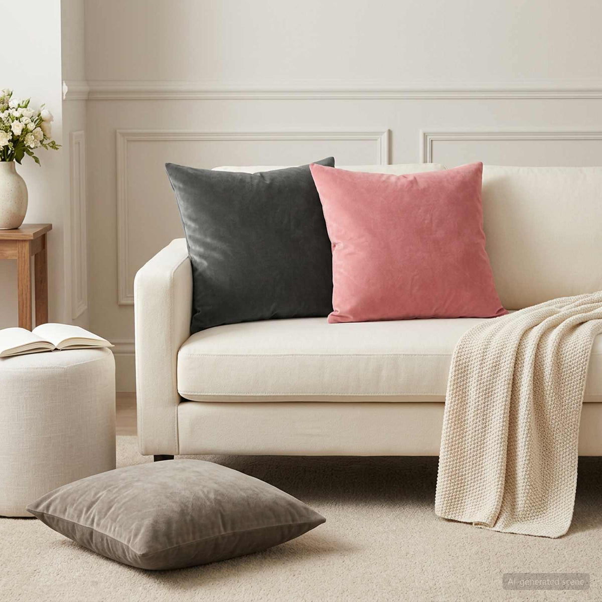 Coussin Avec Oreiller Heerlen 2 Pièces Velours