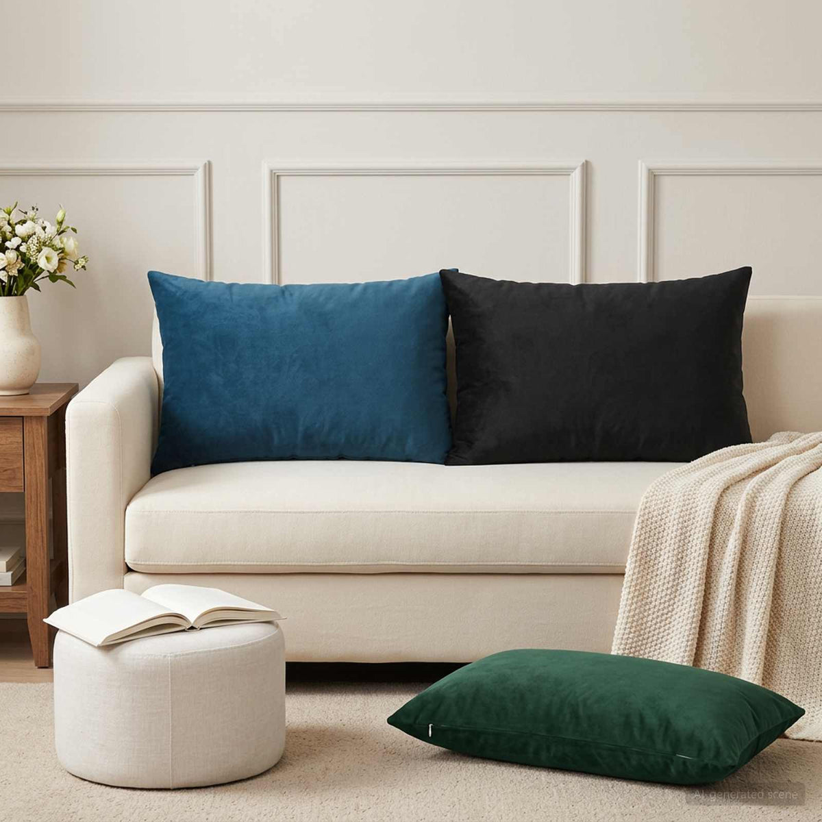 Coussin Avec Oreiller Heerlen 2 Pièces Velours