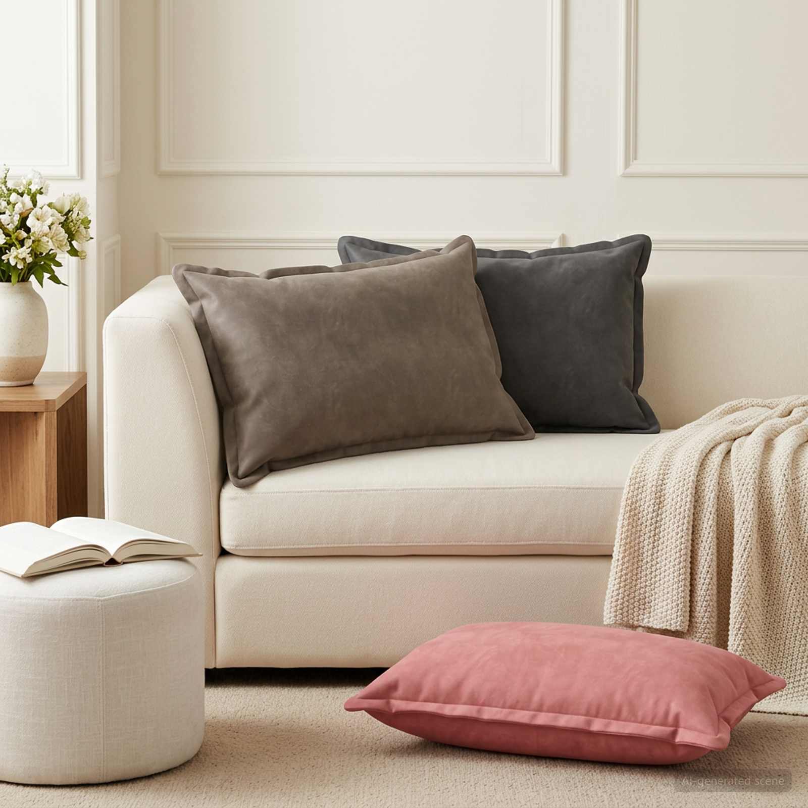 Coussin Avec Oreiller Houten 2 Pc Fløjl