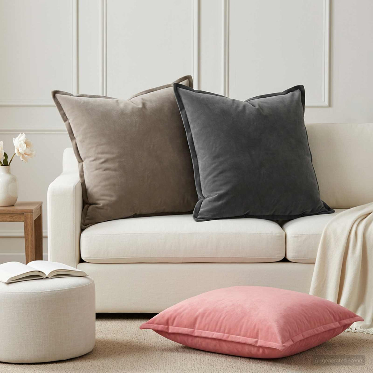 Coussin Avec Oreiller Houten 2 Pc Fløjl