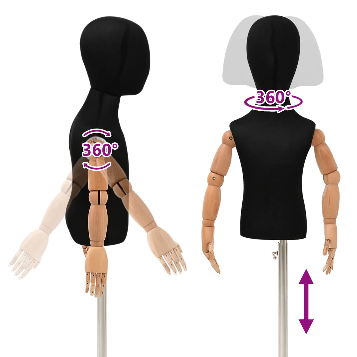 Mannequin Ajustable De 120-157 Cm Avec Base Unisexe Pp